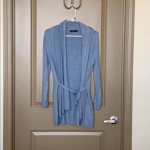 Light blue cardigan with tie